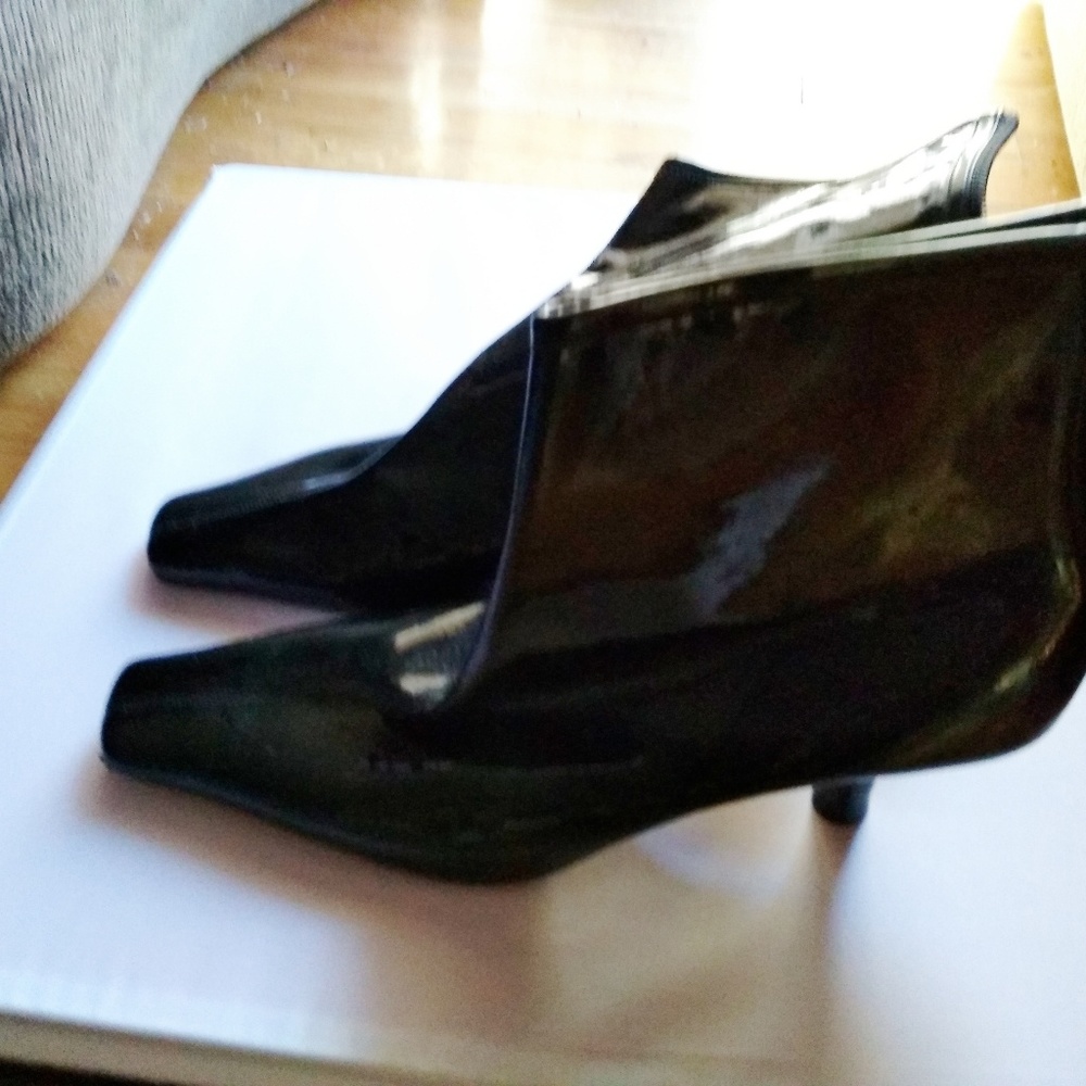Black patent booties